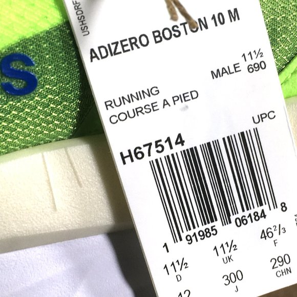 Adidas Adizero Boston 10 Running Shoes Mens Size 12 Signal Green H67514 - Picture 8 of 10